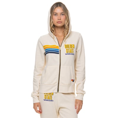 Golden State Warriors Aviator Nation Women's Tri-Blend Full-Zip Hoodie - Cream