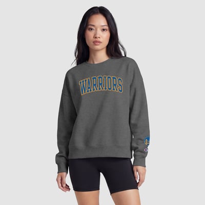  Golden State Warriors Champion Women's Contrast Crewneck Sweatshirt - Heather Gray