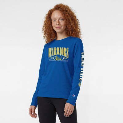 Golden State Warriors Champion Women's Long Sleeve Banner T-Shirt - Royal