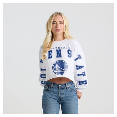 Golden State Warriors Fanatics Women's Spirit Jersey Cropped Long Sleeve T-Shirt - White