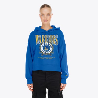 Golden State Warriors New Era Women's Dolman Sleeve Boxy Pullover Hoodie - Royal