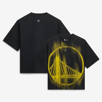 Golden State Warriors Nike Women's 2026 Standard Issue Practice Icon Boxy Cropped T-Shirt - Black