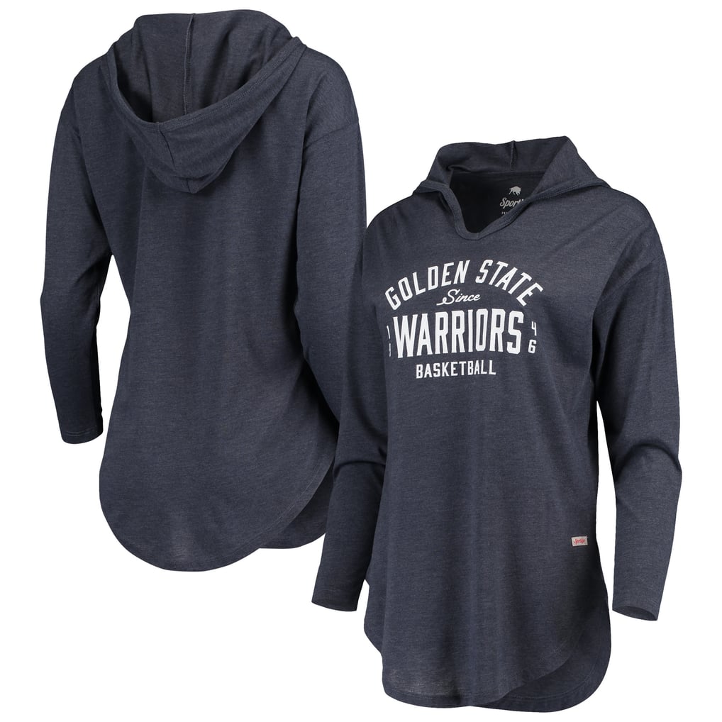 Golden State Warriors Sportiqe Women's Lennon Tri-Blend V-Neck Pullover Hoodie - Heathered Navy