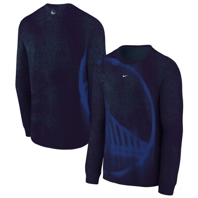  Golden State Warriors Nike Youth 2026/27 Standard Issue Maximal Allover Long Sleeve T-Shirt - Navy