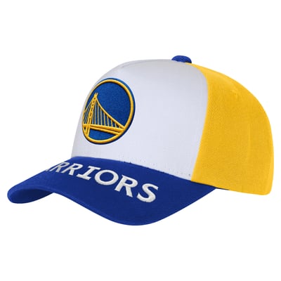 Golden State Warriors Outerstuff Youth Logo Three Pro Pinch Pre-Curved Adjustable Hat - White/Royal