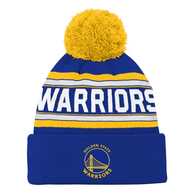 Golden State Warriors Youth Backboard Jacquard Cuffed Knit Hat with Pom - Royal