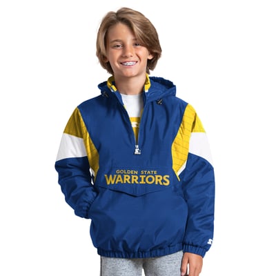 Golden State Warriors Starter Youth The Throwback Jr. Half-Zip Hooded Jacket - Royal
