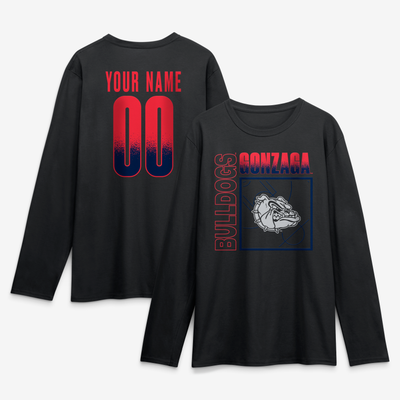 Gonzaga Bulldogs  Home Court Pop Personalized Any Name & Number Long Sleeve T-Shirt - Black