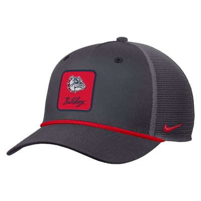  Gonzaga Bulldogs Nike Primetime Logo Script Rise Rope Trucker Adjustable Hat - Anthracite