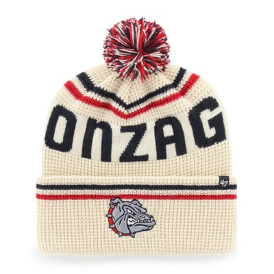  Gonzaga Bulldogs '47 Unisex Quattrle Waffle Cuffed Knit Hat with Pom - Cream