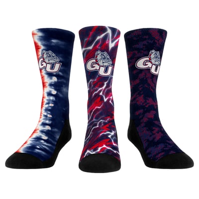 Gonzaga Bulldogs Rock Em Unisex Team Tones Three-Pack Crew Socks