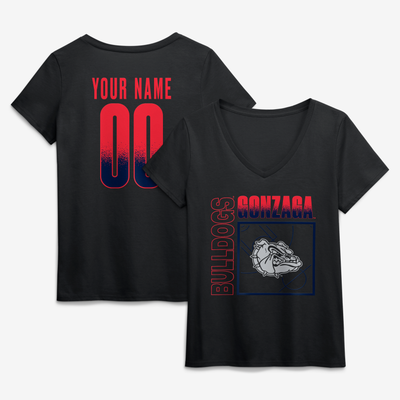 Gonzaga Bulldogs Women's Home Court Pop Personalized Any Name & Number V-Neck T-Shirt - Black