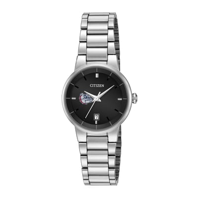 Gonzaga Bulldogs Citizen Watch Women's Black Dial Stainless Steel Watch - Silver