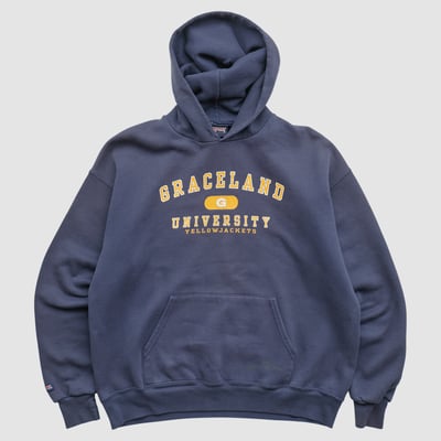 Graceland Yellowjackets Jansport 2000s Hooded Pullover Sweatshirt - Navy - M by Fanatics Real Vintage
