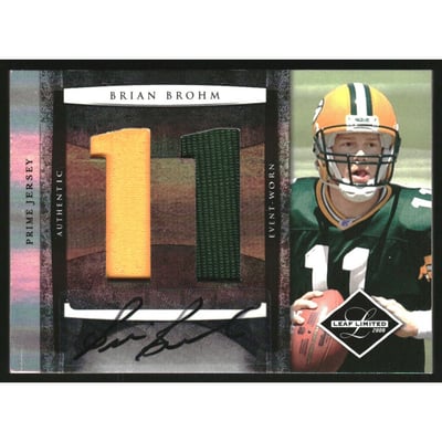 2008 Leaf Limited Rookie Jumbo Jerseys Autographs Jersey Number Prime #17 Brian Brohm