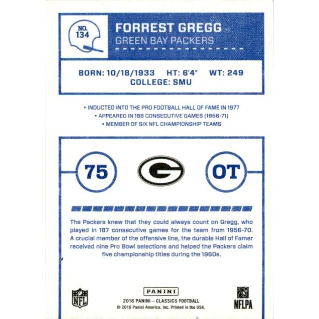 2016 Classics Blue Back #134 Forrest Gregg