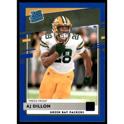 2020 Donruss Press Proof Blue #324 A.J. Dillon RR