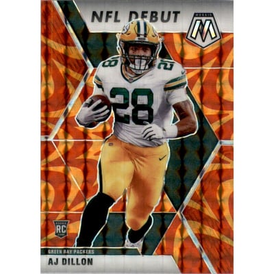 2020 Panini Mosaic Mosaic Reactive Orange #279 A.J. Dillon DEB