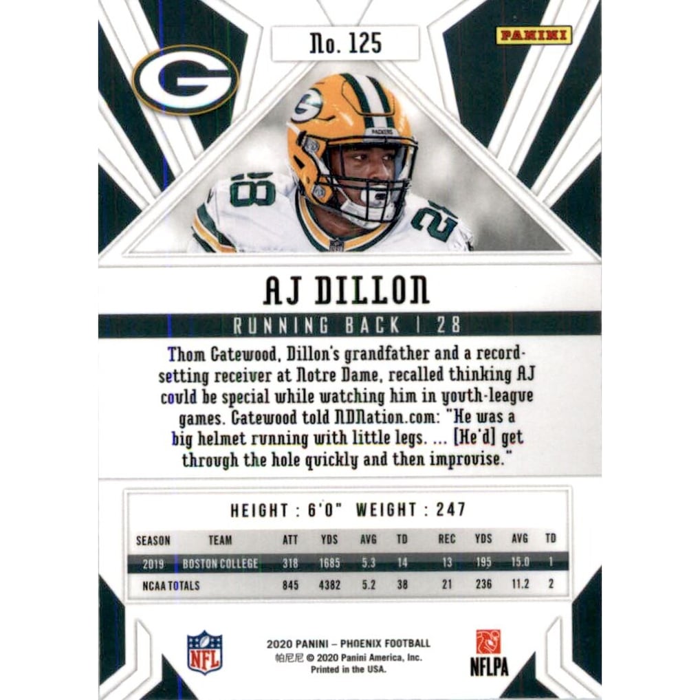 2020 Panini Phoenix Fire Burst #125 A.J. Dillon