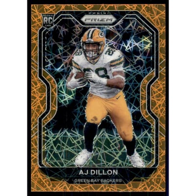 2020 Panini Prizm Prizms Orange Lazer #364 A.J. Dillon