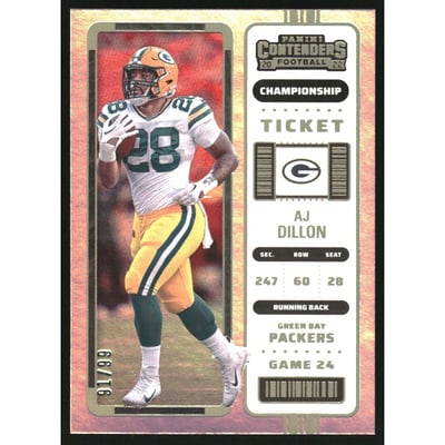 2022 Panini Contenders Championship Ticket #42 A.J. Dillon