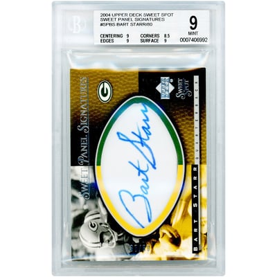 Bart Starr Green Bay Packers Autographed 2004 Upper Deck Sweet Spot Sweet Panel Signatures #SP-BS #37/80 BGS Authenticated 9/10 Card
