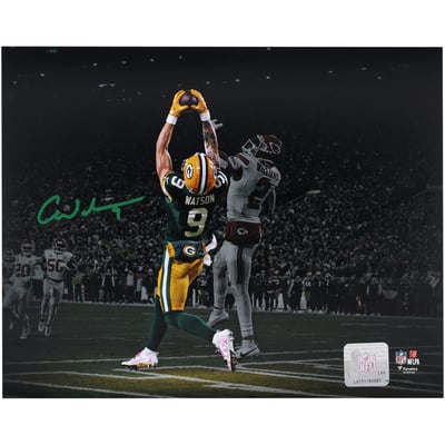 Christian Watson Green Bay Packers Autographed Fanatics Authentic 8" x 10" Touchdown Catch Spotlight Photograph 
