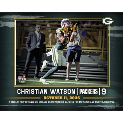 Christian Watson Green Bay Packers Unsigned Fanatics Authentic 2026 NFL Week 5 Touchdown Catch vs. Chicago Bears Stylized Photograph