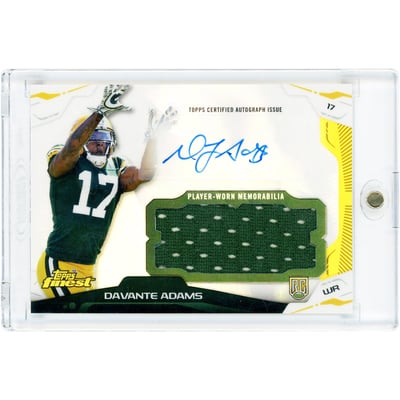 Davante Adams Green Bay Packers Autographed 2014 Topps Finest Jersey Relic #AJR-DA Rookie Card