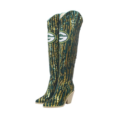  Green Bay Packers FABGATING by Cuce Over-the-Knee Two-Tone Sequin Boots