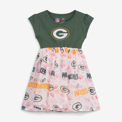 Green Bay Packers Wes & Willy Girls Toddler Princess Dress - Green