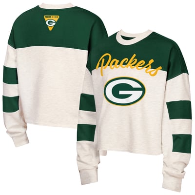 Green Bay Packers Outerstuff Girls Youth Dynasty Terry Sweatshirt - Cream/Green
