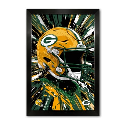 Green Bay Packers 14" x 20" Framed Football Helmet Hyper Speed Art Print