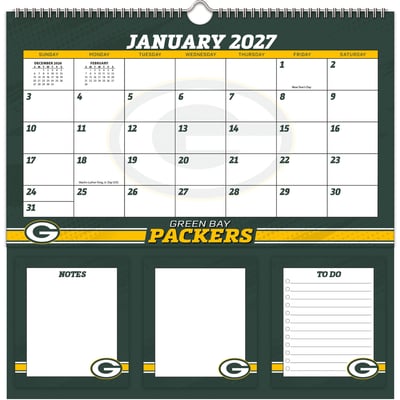 Green Bay Packers 2027 12" x 12" Memomate Spiral Calendar