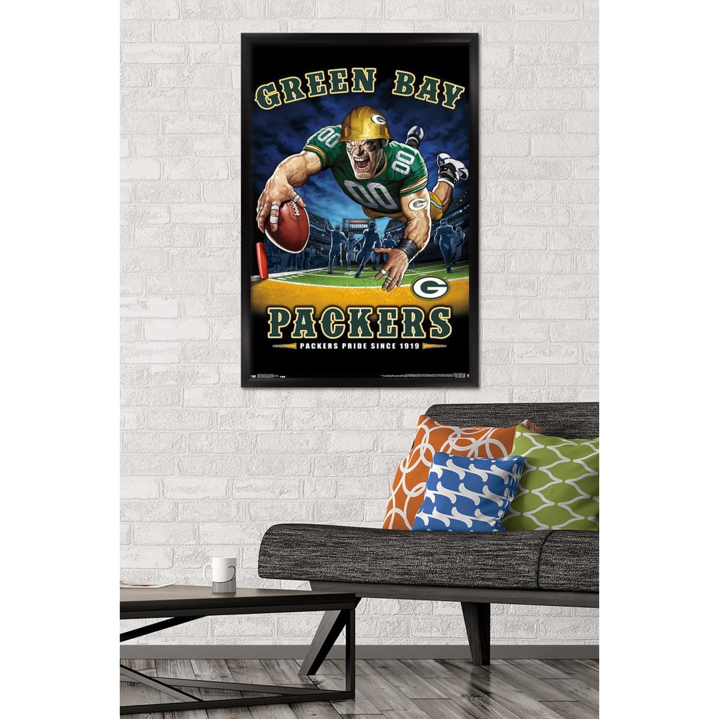 Green Bay Packers 24.25'' x 35.75'' Framed Mascot Endzone Poster