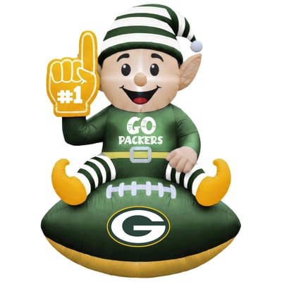 Green Bay Packers 4' Elf on a Football Outdoor Yard Inflatable