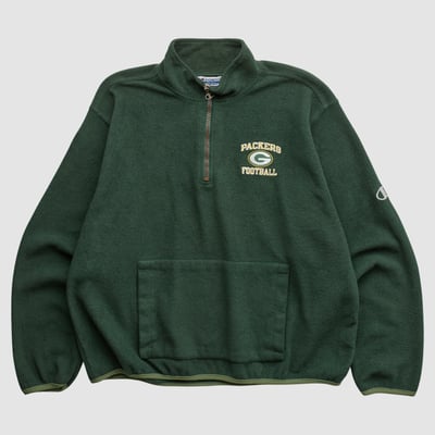Green Bay Packers Champion 90s 1/4 Zip Sweatshirt - Green - L by Fanatics Real Vintage