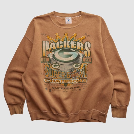 Green Bay Packers Delta 1997 Pullover Sweatshirt - Clay - L by Fanatics Real Vintage