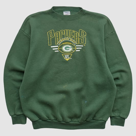 Green Bay Packers Logo 7 90s Pullover Sweatshirt - Green - M by Fanatics Real Vintage
