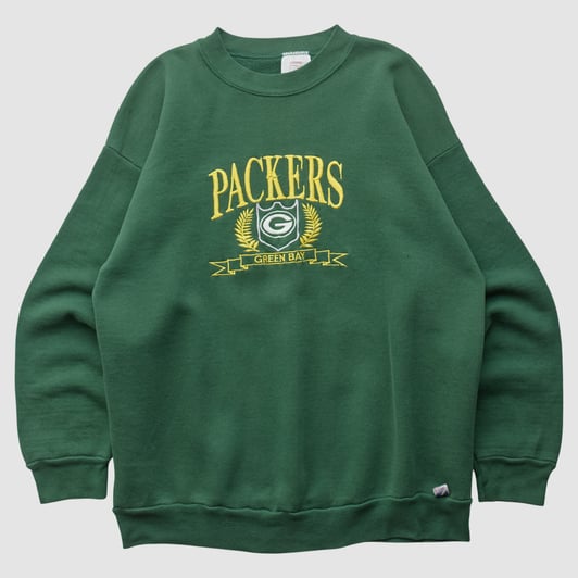 Green Bay Packers Logo 7 90s Pullover Sweatshirt - Green - M by Fanatics Real Vintage