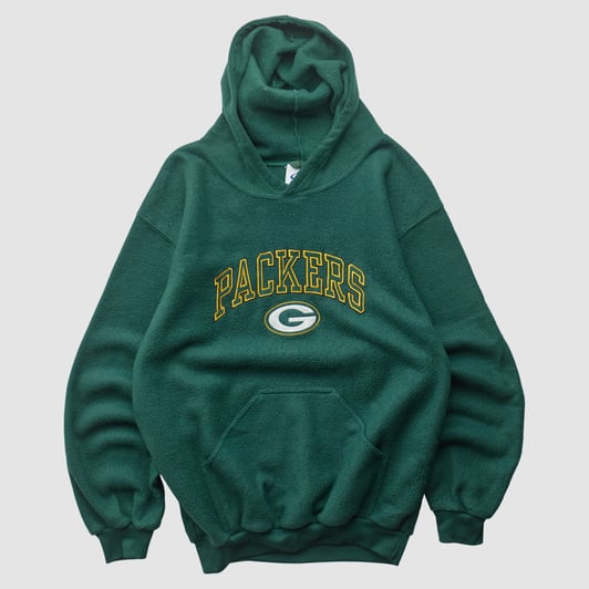 Green Bay Packers Logo Athletic 90s Hooded Pullover Sweatshirt - Green - S by Fanatics Real Vintage