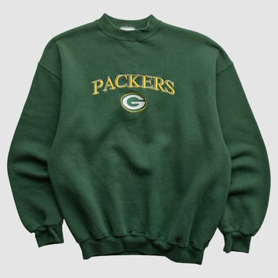 Green Bay Packers Logo Athletic 90s Pullover Sweatshirt - Green - L by Fanatics Real Vintage