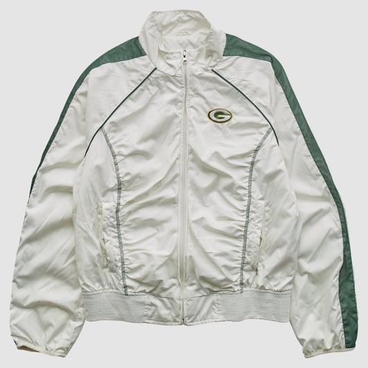 Green Bay Packers NFL 2000s Full Zip Jacket - White - S by Fanatics Real Vintage