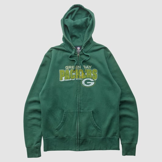 Green Bay Packers NFL 2010s Hooded Full Zip Sweatshirt - Green - S by Fanatics Real Vintage