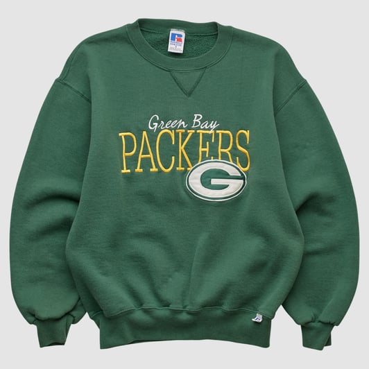 Green Bay Packers Russell 90s Pullover Sweatshirt - Green - XS by Fanatics Real Vintage
