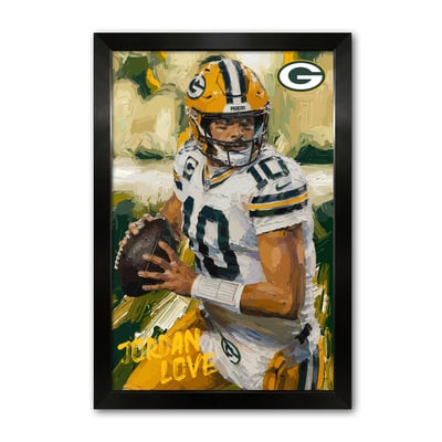 Jordan Love Green Bay Packers 27" x 39" Framed Football Player Action Portrait – Artist Series Print