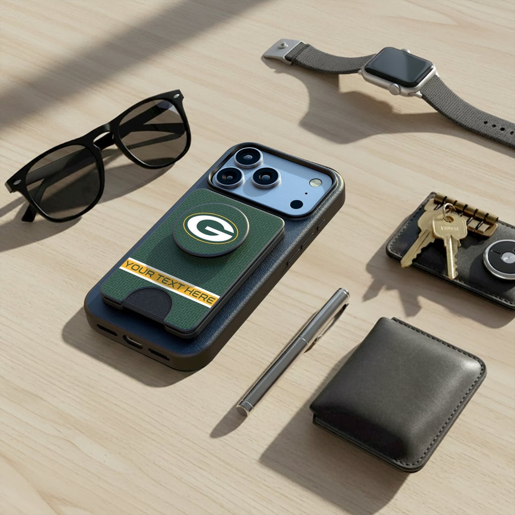 Green Bay Packers Keyscaper Personalized Endzone Solid PopSockets Magnetic Wallet