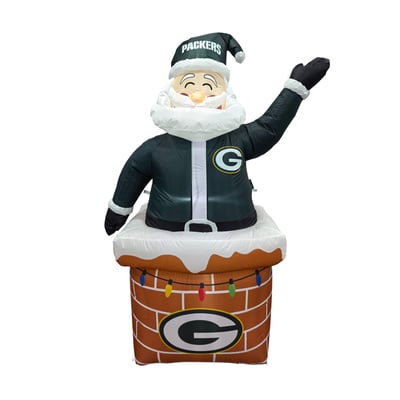 Green Bay Packers Logo Brands Santa in Chimney Yard Inflatable