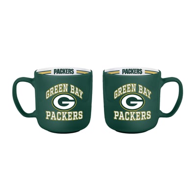 Green Bay Packers Logo Brands Two-Piece 15oz. Stripe Mug Set