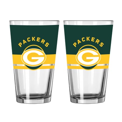 Green Bay Packers Logo Brands Two-Piece 16oz. Horizon Pint Glass Set